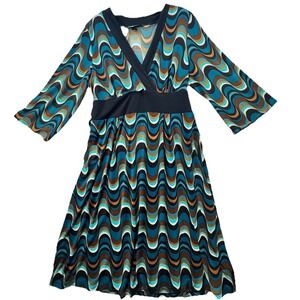 Vintage Y2K Colorful Babydoll Dress Size Large Ties In Back Hippie Retro Funky